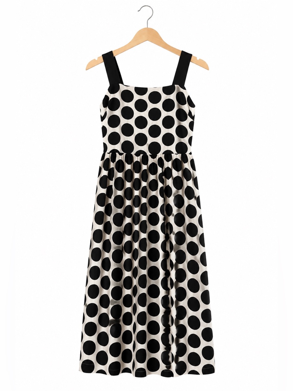 NWT Who What Wear Dress S Black White Polka Dot Linen Blend Sundress retro chic